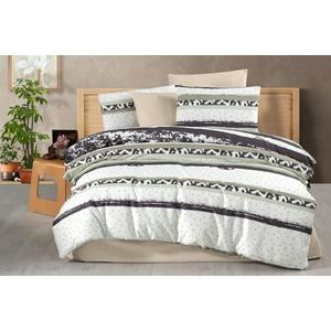 Nuit Des Rêves XXL Quilt Cover Set (155 x 220 cm), 50% Katoen/50% Polyester, Wit/Zwart/Mint | Envelope & Button Closure, 127 Thread Count | Machine Wasbaar op 30 °C