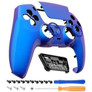 eXtremeRate LUNA Cover Voorkant Shell Touchpad Compatibel met ps5 Controller BDM-010/020/030/040/050, Opnieuw Ontworpen Behuizing Case Ringen voor ps5 Controller-Kameleon Paars Blauw