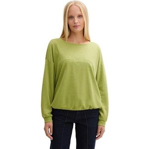TOM TAILOR Sweatshirt voor dames, 36885 - Pea Green Melange, XL
