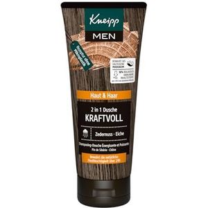 Kneipp MEN 2-in-1 douche krachtige, verkwikkende douchegel voor huid en haar, harmonieuze geur met warme en houtachtige noten, cederhoutolie en eikenextract, 200 ml