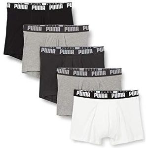 PUMA Boxershorts voor heren, verpakking van 5 stuks, meerkleurig (wit/zwart/grijs), XXL