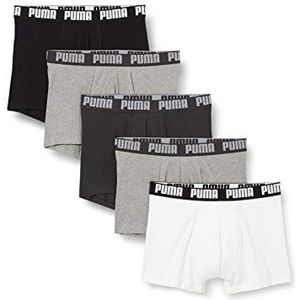 PUMA Herenboxershort ondergoed (set van 5), wit/grijs/zwart., L