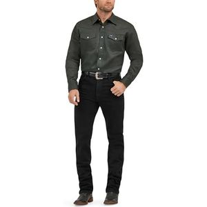 Wrangler Western Ms70519 Werkhemd voor heren, Black Forest Green, XL