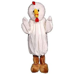 Dress Up America Adult White Chicken Mascot Costume - Volwassenen One Size
