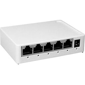 Ethernet-switch, 5 poorten, 10/100/1000 Mbit/s, ideaal voor het uitbreiden van netwerken en voor het optimaliseren van de verbinding van apparaten.
