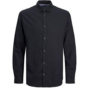 JACK & JONES heren Overhemd Jjegingham Twill Shirt L/S Noos, Zwart/Detail:/Solid/Slim Fit, M