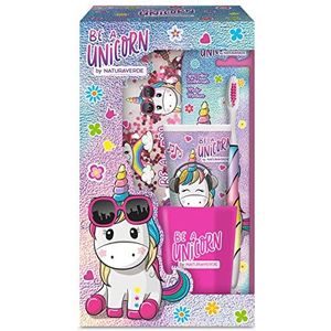 Naturverde - Tandverzorgingsset - Eenhoorn - Kindertandenborstel met Aardbeiensmaak Tandpasta