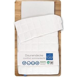 Böhmerwald Comfort donsdeken, geschikt voor mensen met allergieën, 90% dons/10% veren, vulgewicht: 380 g, warmteklasse: licht, afmetingen: 155 x 220 cm, Oeko-Tex Standard 100, wit