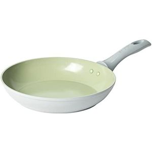 Salter BW09277 Earth Frying Pan Non-Stick Cookware, 24cm, Strong Titanium Based Ceramic Coating, For All Hob Types Including Induction, Soft-Touch Handle, Easy Clean Forged Aluminium Grey/Green