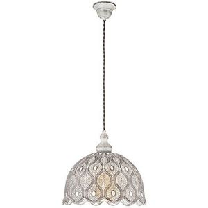 EGLO Hanglamp Talbot 2, 1 vlammige hanglamp vintage, Oosters, Boho, hanglamp staal in wit-antiek, eettafellamp, woonkamerlamp hangend, E27 fitting