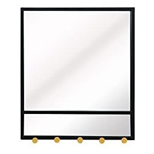 ASPECT Entryway spiegel met vijf haken, zwart