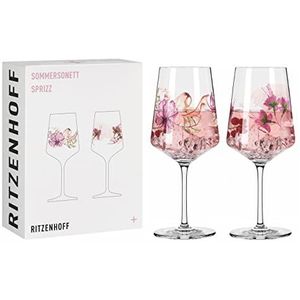 Ritzenhoff 3461004 aperitiefglas 500 ml – set van 2 – serie Sommersonett nr. 4 – 2 stuks, plantenmotief – Made in Germany