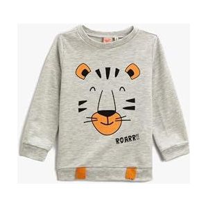 Koton Babyboys Lion bedrukt sweatshirt met ronde hals, Grijs Melange (grm), 12-18 maanden