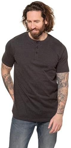 JP 1880 Heren grote maten grote maten Menswear L-8XL JP1880 Henley, basic, knoopsluiting, halve mouw, tot 7 XL 726695, antraciet, L