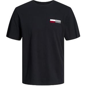 JACK & JONES Heren T-shirt Logo Ronde Hals T-Shirt, Black P4 Small Print, XL
