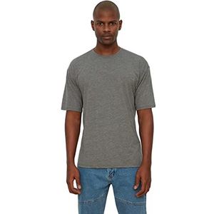 Trendyol Mannelijk Basic Regular Standard Crew Neck Geweven T-shirt, Antraciet, M