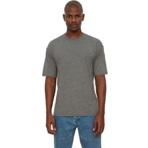 Trendyol Mannelijk Basic Regular Standard Crew Neck Geweven T-shirt, Antraciet, S