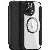 DUX DUCIS [Skin X Pro] Series Case, ontworpen voor Apple iPhone 14 Pro Max, PU lederen MagSafe hoesje met kaartsleuf, flip telefoonhoesje - zwart