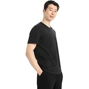 Icebreaker Heren Natural Blend Central Classic Slim Fit T-Shirt - Voor dagelijks gebruik, sport & training - Schwarz, L