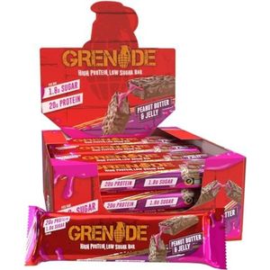 Grenade Eiwitrijke en koolhydraatarme reep, 12 x 60 g - Peanut Butter & Jelly