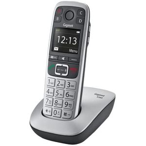 Gigaset E560 draadloze telefoon - voor senioren, noodoproeptoets voor 4 SOS-nummers - extra luide toets - handsfree bellen in uitstekende geluidskwaliteit - toetsenbord met grote toetsen, zilver