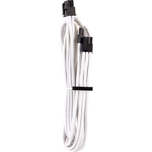 Corsair Premium kabel, 6+2 pin, PCIe, enkele kabel, type 4 (generatie 4-serie), voor voedingen, met ommanteling, wit