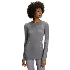 FALKE Dames Top van onderlaag Wool Tech. Regular Fit W L/S SH Merino Thermo Ondergoed Sneldrogend Warm 1 Stuk, Grijs (Grey-Heather 3757), M