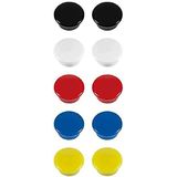 Westcott Zelfklevende magneten 10-pack, 15 mm, rond, elk 2x wit, zwart, rood, blauw, geel, E-10806 00