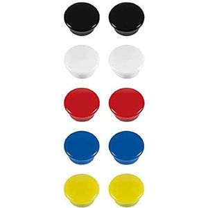 Westcott Zelfklevende magneten 10-pack, 15 mm, rond, elk 2x wit, zwart, rood, blauw, geel, E-10806 00