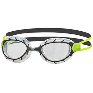 Zoggs Predator zwembril voor volwassenen, UV-bescherming zwembril, katrol aanpassen comfort veiligheidsgordels, mistvrije zwembrillenzen, zoggs bril volwassenen ultra fit, helder, zwart/limoen/klein