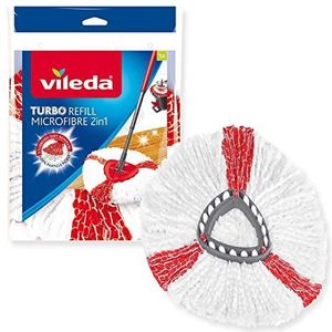Vileda Vervanging Turbo 2in1, 1 per verpakking, geschikt voor alle centrifugesystemen van Vileda, +20% extra reinigingsvermogen, Verwijdert meer dan 99% van de bacteriÃ«n met water alleen