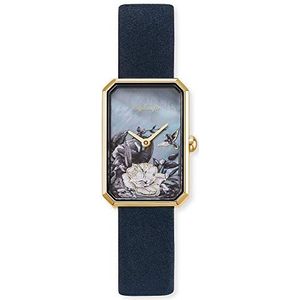 Engelsrufer dames analoog kwarts horloge met echt lederen armband ERWA-FLOWER1-NBL2-RG