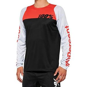 100% R-Core Youth T-shirt met lange mouwen S, uniseks, volwassenen, zwart/rood (Racer Red) (meerkleurig)