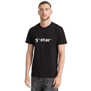 G-STAR RAW Cube Script R T T-shirt voor heren, Zwart (Dk Black D25686-336-6484), S