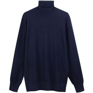 Diana Studio - Rolkraagtrui, blauw, heren, 100% merinowol, effen, lange mouwen, maat XXL, regular fit, Blauw, XXL/3XL