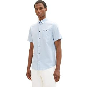 TOM TAILOR Heren 1036236 hemd, 31852-Blue White Chambray, M, 31852 - Blue White Chambray, M