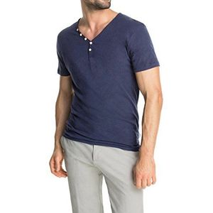 ESPRIT Heren T-Shirt Henley - Regular Fit, effen