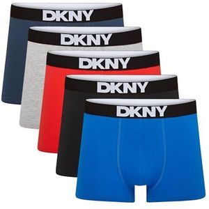 DKNY Walpi Fitted 5-pack boxershorts voor heren - zwart/grijs/rood/blauw/marineblauw - XL, Zwart/Grijs/Rood/Blauw/Navy, XL