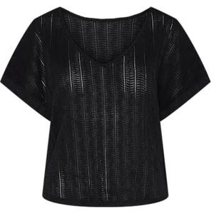 PCAFIE SS Omkeerbare Lace Top SWW, Black Onyx, M