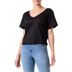 PCAFIE SS Omkeerbare Lace Top SWW, Black Onyx, L