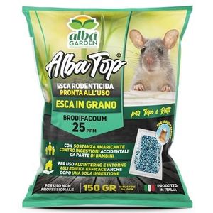 Albagarden - Krachtig rattengif - muizenaas met blauwe korrels voor muizen en ultrasoon geluid - voor ratten van elke grootte - 10 zakjes (uitscheiding in korrels) 150 g