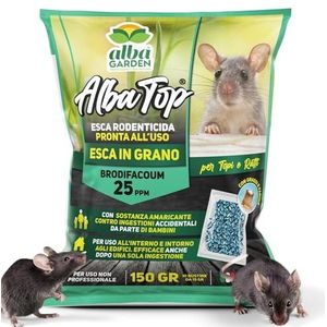 Albagarden - Krachtig rattengif - muizenaas met blauwe korrels voor muizen en ultrasoon geluid - voor ratten van elke grootte - 10 zakjes (uitscheiding in korrels) 150 g