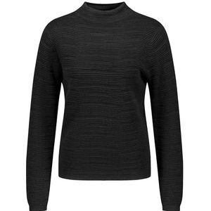 Taifun Damestrui met golfstructuur, lange mouwen, effen kleuren, zwart, 44