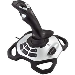 Logitech G Extreme 3D PRO Joystick, 12 Programmeerbare Knoppen, 8-wegs schakelaar, verzwaarde basis, knop voor snelvuur, USB, PC/Windows - Zwart/zilver