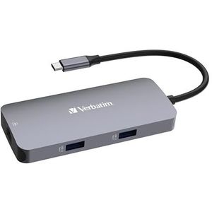 Verbatim USB-C Pro Multiport Hub 5-in-1, multipoort-adapter USB-C naar HDMI, RJ45, USB-A en USB-C PD, voor Mac, MacBook Pro/Air, iPad Pro, Thinkpad, Windows Computer, Laptop en Co