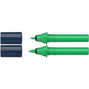 Schneider 040 Paint-It Twinmarker cartridges (Brush Tip & 1,0 mm ronde punt, kleurintensieve inkt op waterbasis, voor gebruik op papier, 95% gerecyclede kunststof) blackforest green 053