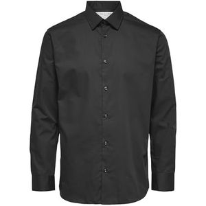 SELECTED HOMME Heren SLHREGETHAN Shirt LS Classic B NOOS hemd, zwart, S, zwart, S