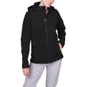 HRM Dames Softshell Jas met Capuchon, Zwart, Maat S I Premium Softshelljas voor Vrouwen, Waterafstotend I 5.000mm Waterkolom I Functionele Jas I Werkkleding I Hoogwaardige & Duurzame Dameskleding