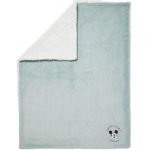 Babycalin - Babydeken voor geboorte, 75 x 100 cm, Mickey Good Morning Disney Baby - ultrazachte babydeken van geborduurd flanel met sherpa gevoerd - warme en pluizige babydeken