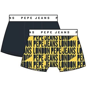 Pepe Jeans Heren Allover Logo Tk 2P Trunks, Geel, S (Pack van 2), Geel, S
